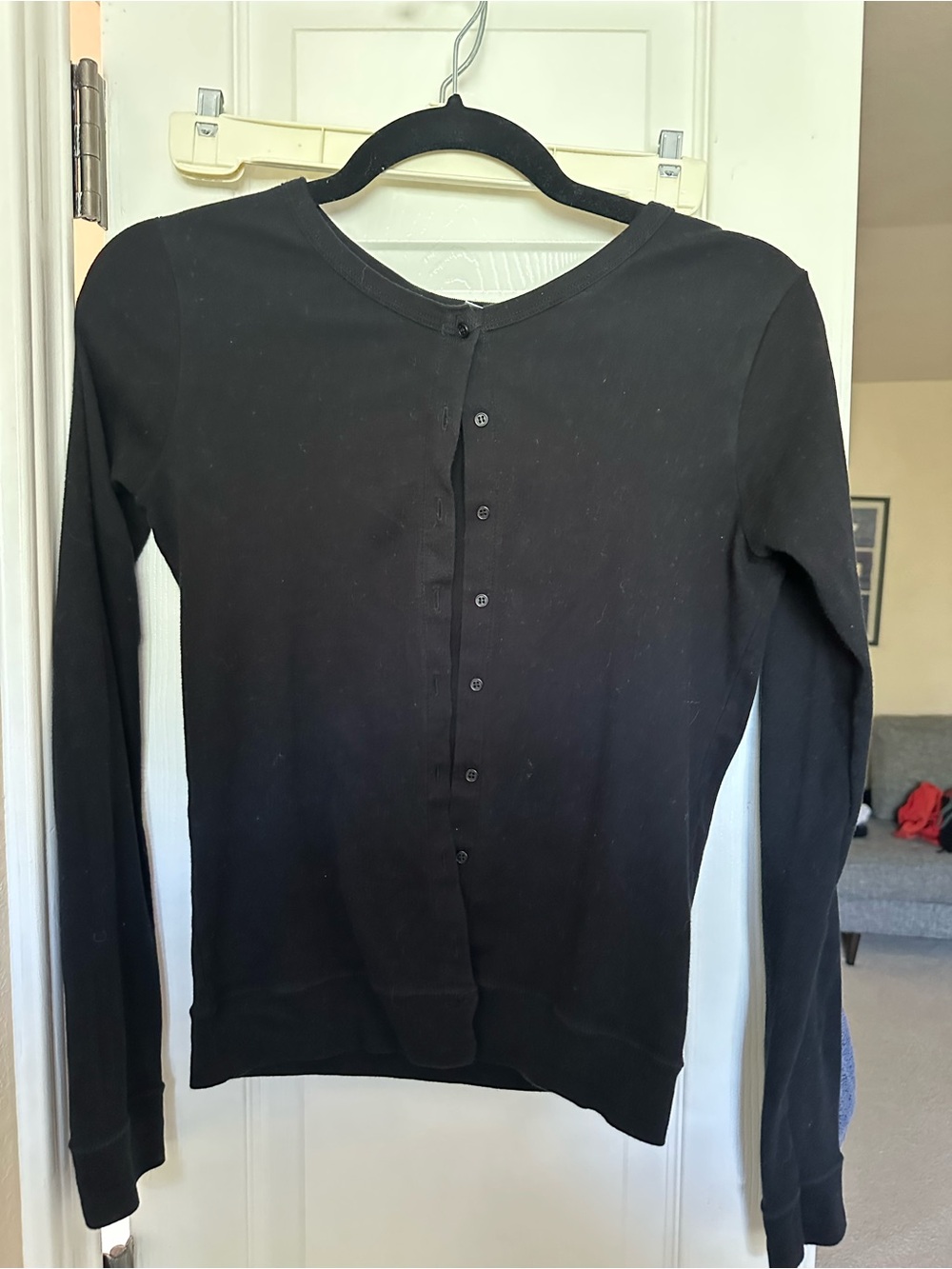 Petite Bateau Black Women's Button-Up cotton top